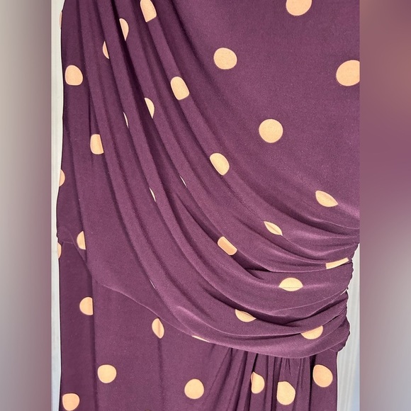 Lauren Ralph Lauren Purple White Polka Dot Faux Wrap Dress Midi Size 12 Preppy - Picture 4 of 9